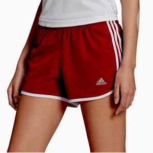 ☘️3/$15 Adidas 3-inch Activewear Shorts Burgundy & White Running Shorts, Size L